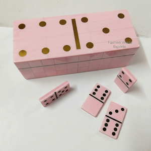 Boîte de rangement artisanale pour jeu de dominos jaunes avec motif de dominos noirs élégants, support décoratif pour dominos pour les jeux à domicile et la table - Product Image 6