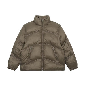 <b>Light</b> gray stand-collar puffer <b>jacket</b> with thick padding minimalist warm and windproof great choice for winter wear at wholesale - Product Image 3