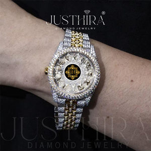 2026 Best Selling Fashion Moissanite Diamond Stainless Steel Quartz Watch for <b>Couples</b> <b>Matching</b> Luxury Watch Set Shiny Stones - Product Image 6