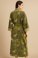 Vente en gros fabricant : Veste kimono courte en velours de coton, style cardigan, pour soirée, avec dentelle, lavable, imprimé oiseaux