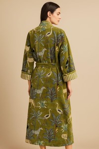 Manufacturer Wholesale Velvet Cotton Kimono Robe Jacket Short Party Coat <b>Cardigan</b> Lace Washable Bird Print - Product Image 3