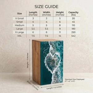 Ocean Heart Wave Wooden Urn Handmade Resin Art <b>Memorial</b> Keepsake <b>Box</b> Durable Eco-Friendly Cremation - Product Image 3