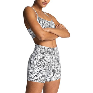 Conjunto de Yoga con Estampado de Leopardo para Mujer, Pantalones Cortos de Cintura Alta, Top Corto con Tirantes Finos, 2 Piezas, Ropa Deportiva, Ropa de Gimnasio, Transpirable y Elástica - Product Image 2