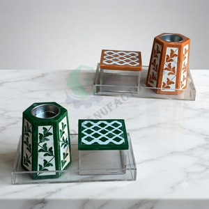 Juego de Quemadores de Incienso Acrílicos Ecológicos Hechos a Mano con Incrustaciones de Hueso, Caja de Bandeja Bakhoor Mubkhar para Decoración de Bodas y Ramadán, Nuevo Oud - Product Image 2