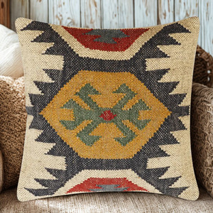 Funda Decorativa para Cojín Cuadrado de Kilim, Hecha a Mano con Lana y Yute, con Terapia de Calor, Estilo Moderno y Sencillo, para Decoración del Hogar - Product Image 5