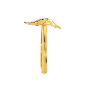 Gleaming Leaf Diamond Ring 14K Yellow Gold Tropical Leaf Ring Ladies Fashion Jewelry with Round Brilliant Diamond <b>Stones</b> - Product Image 3