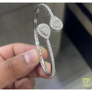 Brazalete de Diamantes Moissanite en Forma de Pera en Plata de Ley 925, Brazalete de Lujo para Mujer, Joyería Brillante para Novias y Fiestas - Product Image 5