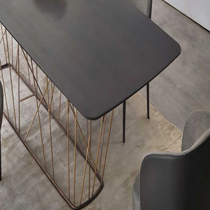 Twin Metal Base Luxury Spacesave Dining Tables, Luxury Dining Table With Black <b>Marble</b> <b>Top</b> Spacesave Dining Table - Product Image 2
