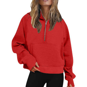 Sweat-shirt en molleton pour femme avec fermeture éclair, capuche imprimée, 100% coton, écologique et respirant, tenue d'automne - Product Image 2