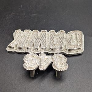 Iced Out 925 Sterling <b>Silver</b> Moissanite Letter <b>Charm</b> Baguette Cut Channel Setting Luxury Unisex Pendant - Product Image 4
