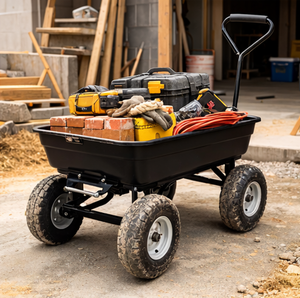 Carretilla de Polietileno Resistente de 7.0 Pies Cúbicos, Capacidad de 300 kg, Neumáticos Neumáticos de 10 Pulgadas para Transportar Leña, Tierra y Estiércol, Color Negro, ODGGAR027 - Product Image 5