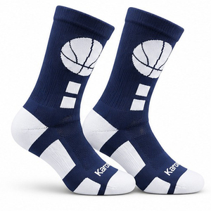 Navy <b>Blue</b> White Striped Thick Cushioned Athletic <b>Socks</b> Breathable Sweat Absorbent Knitted Sports Running Gym Crew Autumn - Product Image 1