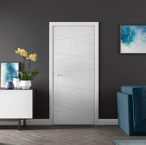 Puerta de MDF de madera maciza con acabado de color de veta de madera personalizado, resistente al agua y al encogimiento, puerta sencilla para almacén o lavandería - Product Image 2