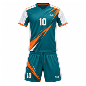 Maillot de football pour homme, col en V, manches courtes, impression sublimée, tissu respirant, uniforme sportif toutes saisons - Product Image 1