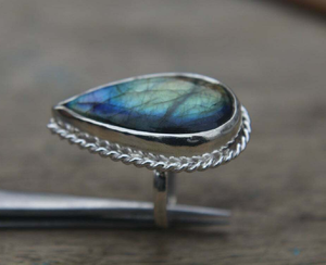 Natural <b>Labradorite</b> <b>Ring</b> 925 Sterling Silver Blue Fire <b>Labradorite</b> Gemstone Jewelry Blue Flash Stone <b>Ring</b> Unique Gift for Her - Product Image 3