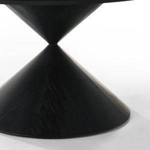 Mesa de Comedor Haven de 59 Pulgadas con Base de Pedestal Negra Ébano y Elegante Diseño Redondo en Forma de Reloj de Arena - Product Image 5