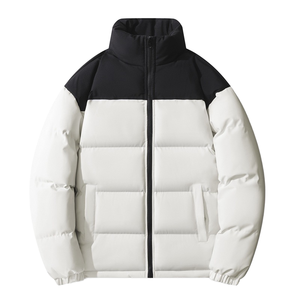 Veste d'hiver pour homme, coupe-vent, en duvet, à col montant, avec fermeture éclair, style color block, décontractée - Product Image 1