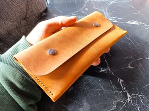 Compact Bulk Leather Wallet Portable Long Envelope Money Pouch Clutch <b>Folder</b> Elegant Coin Purse Tiny <b>Card</b> Holder for Cash - Product Image 2