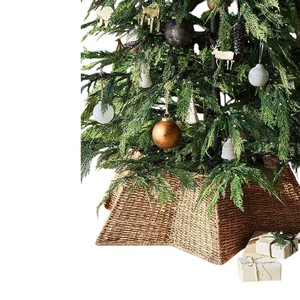 Cubierta de Cesta Cuadrada de Pasto Marino Tejido Natural para Base de Árbol de Navidad, Decoración Festiva para el Hogar - Product Image 2