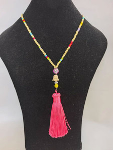 Handmade Multicolor Beaded Tassel <b>Necklace</b> Pink Tassel Boho Long <b>Statement</b> Jewelry Gift for Women - Product Image 3
