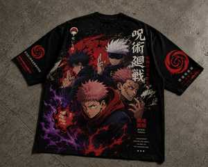 Camiseta de Anime Japonés Personalizada, 100% Algodón, Cuello Redondo, Manga Corta, Corte Holgado, Anti-Pilling, Informal, Marca Privada, Ropa OEM - Product Image 3