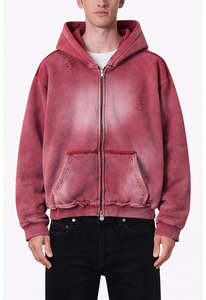 Sudadera con Capucha Vintage Lavada con Efecto Desgastado por el Sol, 100% Algodón, Felpa Francesa, Sudadera Gruesa sin Estampado, Sudadera de Alta Calidad, Fabricante OEM y ODM - Product Image 6