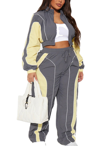 Customize Organic Cotton Casual Hooded Tracksuit Set <b>Jacket</b> Lightweight Waterproof Breathable Windbreaker Training Set <b>Women</b> - Product Image 3