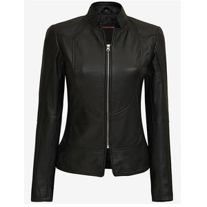 Wholesale Distressed Leather <b>Blazer</b> Women High Quality Satin Jacket Custom Logo Long Sleeves Nylon OEM Genuine Leather Linen - Product Image 5