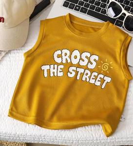 Camisetas de Verano para Niños, Personalizadas, de Alta Calidad, sin Mangas, de Algodón, con Lavado Ácido, Apliques, Bordado Vintage, Ropa Urbana - Product Image 6