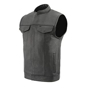 Chaleco MC Club de Cuero Vacuno Premium para Hombre con Bolsillos Ocultos para Portación de Armas - Product Image 1