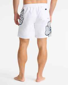 Pantalones Cortos de Playa para Hombre, Blancos con Estampado Floral, Cintura Elástica, Bolsillos, Secado Rápido, Casuales, Corte Medio, Bordados, OEM - Product Image 4