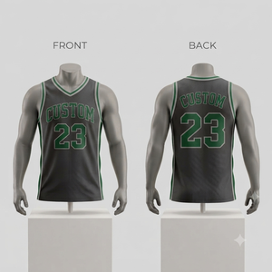 Maillot de basket personnalisé pour homme, col en V, sans manches, en mesh, numéro 23, impression sublimée, respirant, vêtements de sport, uniforme d'équipe adulte - Product Image 1