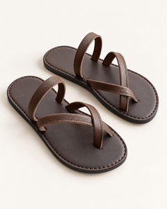 Sandalias Unisex Premium de Cuero Genuino Marrón y Negro con Tiras Cruzadas, Calzado Casual de Verano para Exteriores, Tallas 2-11, Venta al Por Mayor OEM - Product Image 1