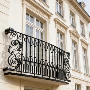 Traditional wrought iron balcony railing featuring intricate patterns and a rust-resistant coating, suitable for outdoor use. - Product Image 2