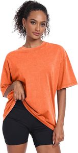 Women's Washed Vintage Oversized T-Shirt Baggy Workout <b>Tops</b> Short Sleeve 100% Cotton Eco-Friendly Quick Dry Streetwear Boyfriend - Product Image 3