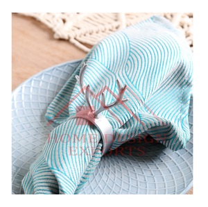 Anillo de servilleta único Anillo de servilleta de lujo para el hogar Hoteles y restaurantes Mesa Decoración DE BODA Anillo de servilleta de asta de aluminio decorativo - Product Image 1