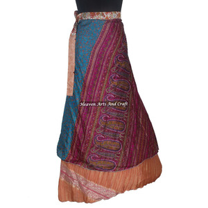 New Wholesale Price High Quality Reversible Two Layer Silk <b>Wrap</b> <b>Skirt</b> Reversible Vintage Silk Magic 38 Inch Length <b>Wrap</b> <b>Skirt</b> - Product Image 3