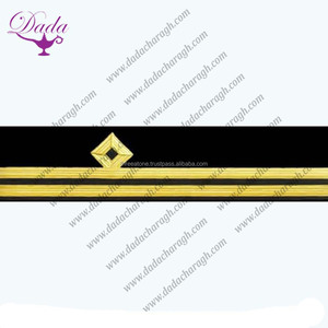 Manguito de manga con 3 barras de bordes de oro tejidos a crochet personalizados para capitán de avión/helicóptero - Ribete lavable de alta calidad - Product Image 4