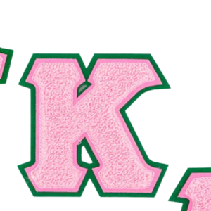 Pink and Green Greek Letter Chenille Patch Set of 3 Varsity Style Embroidered Applique <b>Badges</b> for Jackets Hoodies Bags - Product Image 3