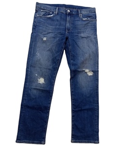 Jean droit personnalisé de haute qualité, vintage, délavé et abîmé, mode streetwear - Product Image 1