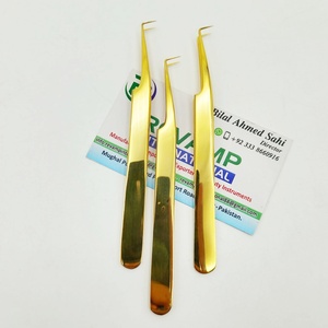 แหนบต่อขนตาเคลือบทอง 24k ทำจากสแตนเลสสตีล ปลายแหลมจับแน่น งอ 90 องศา - Product Image 5