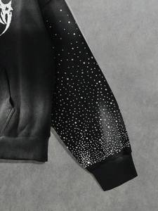 Sweat-shirts à col montant en molleton de coton pour hommes, avec manches ornées de strass, style streetwear, production en gros - Product Image 5