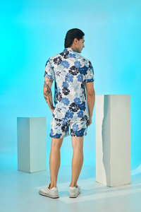 Ensemble coordonné pour homme de haute qualité, imprimé floral bleu, tenue estivale élégante, tissu doux et confortable, ensemble deux pièces, approvisionnement en gros - Product Image 4