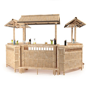 Conjunto de Bar Tiki con Patas Ajustables, Diseño Moderno, Mesa de Bar Ecológica para Exteriores y Almacenamiento para Fiestas, Jardín, Cocina y Uso en el Hogar - Product Image 5