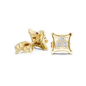 Boucles d'oreilles Solitaire Moissanite Posh Prism en or 14 carats plaqué or 18 carats pour femmes Design de luxe - Product Image 6