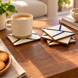 Sous-verres carrés en bois et résine faits à la main, tapis de boisson en résine époxy, accessoires de table en tranches de bois naturel, vente en gros OEM ODM - Product Image 4