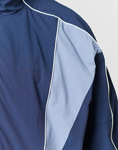 Ensemble de survêtement unisexe en nylon avec veste coupe-vent à fermeture éclair intégrale et empiècements contrastants et pantalon droit décontracté – Vêtements de sport en gros - Product Image 2