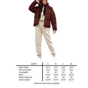 Burgundy Puffer <b>Jacket</b> Stand Collar Zipper Closure Casual Winter Windproof Thick Polyester Wadding Short Length Regular Fit - Product Image 6