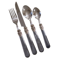Ensemble de couverts en nacre, service à salade et spatule à gâteau en acier inoxydable, vaisselle en nacre incrustée pour table d'hôtel, vente en gros