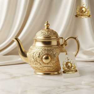 White <b>Ceramic</b> <b>Teapot</b> Elegant Porcelain Tea Pot With Gold Lid Knob Modern Kitchen Teaware Server - Product Image 6